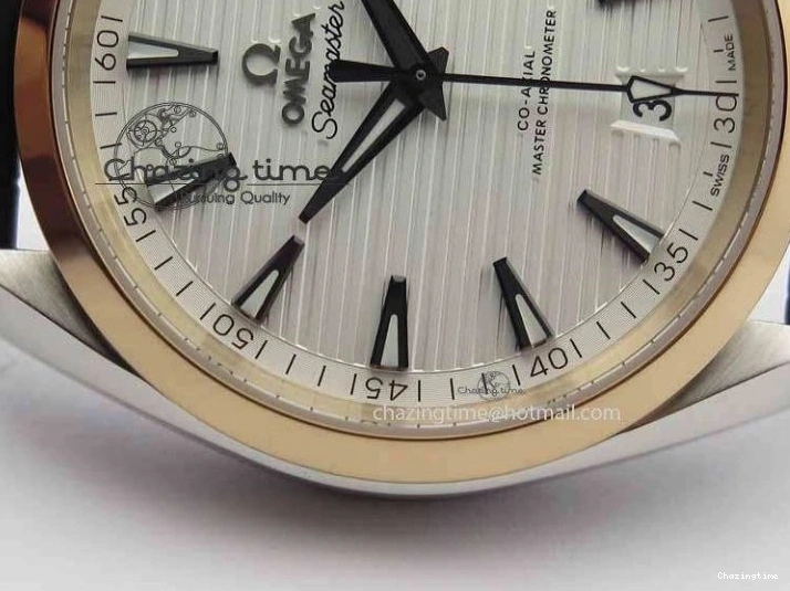 0509 2017 Aqua Terra SS RG XF Best Edition White Textured Dial On Black Leather Strap A Functional 8157